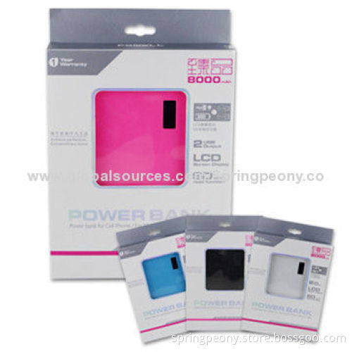 8,000mAh Lithium Polymer Power Banks, Support TF Card Storage, 5V DC/1A Input